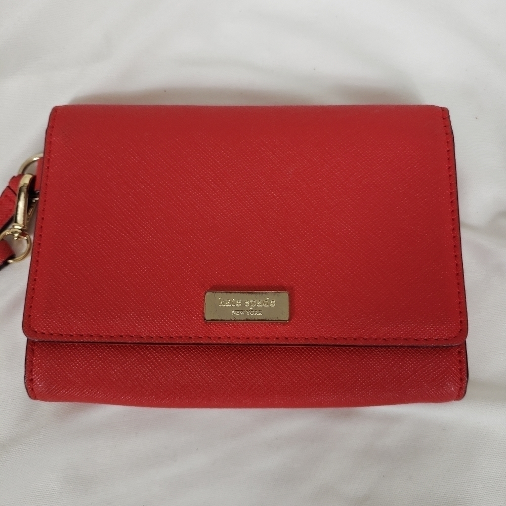Kate Spade Red Saffiano Wristlet Wallet